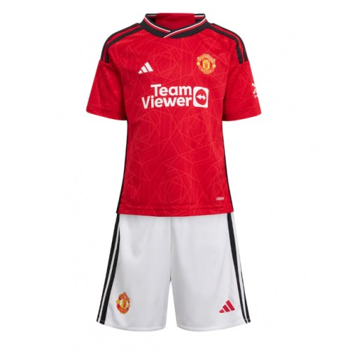 Otroški Nogometni dresi Manchester United Domači 2023-24 Kratek Rokav (+ Kratke hlače)
